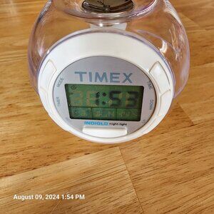 Timex Indiglo VTG Night-Light Round Clock Soothing Sounds Works Incl Batteries